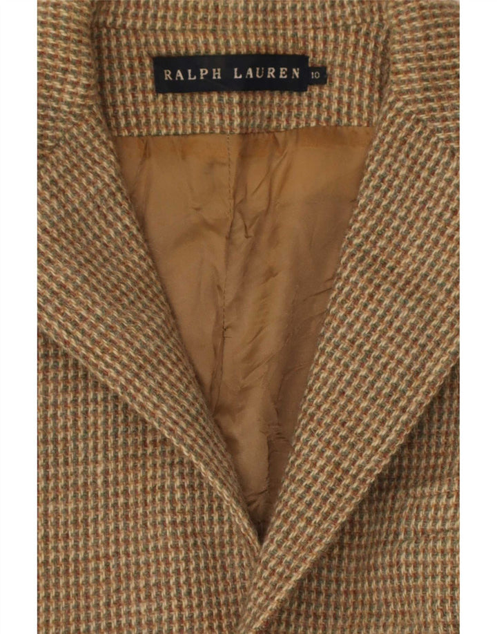 Ralph Lauren Chaqueta Blazer de 3 Botones para Mujer US 10 Large Brown Check