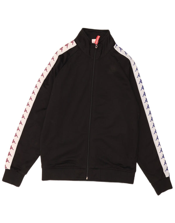 KAPPA Mens Graphic Chándal Top Chaqueta Mediano Negro Colorblock Poliéster