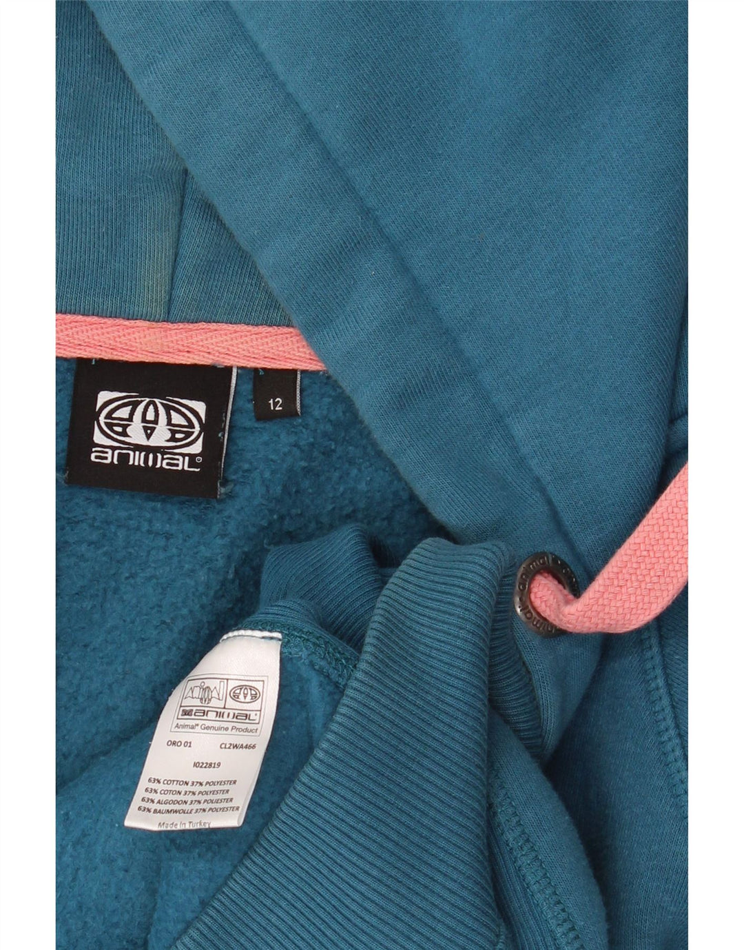 ANIMAL Suéter con capucha y cremallera gráfica para mujer Reino Unido 12 Algodón azul medio