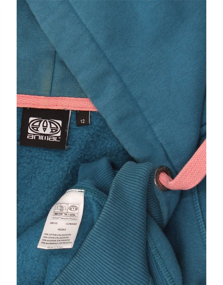 ANIMAL Suéter con capucha y cremallera gráfica para mujer Reino Unido 12 Algodón azul medio