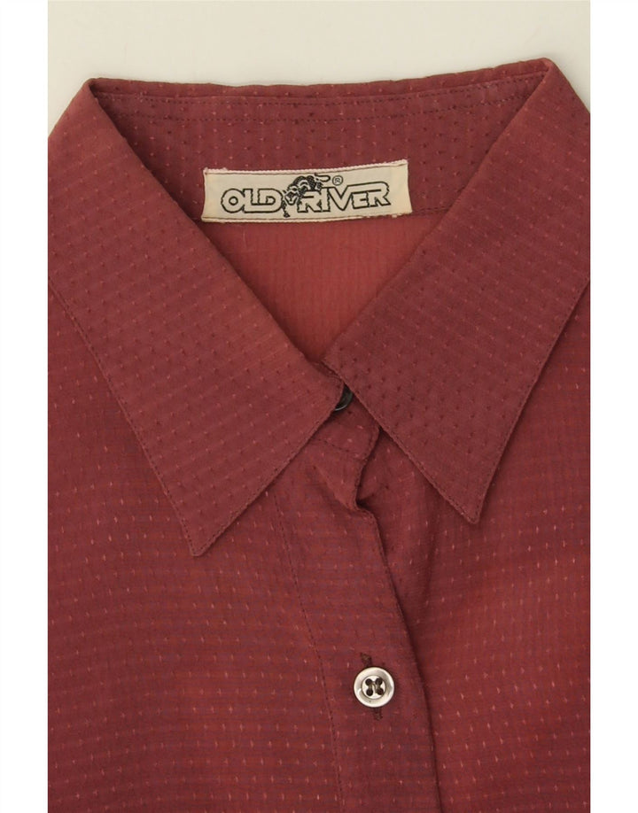 OLD RIVER Womens Shirt UK 12 Medium Maroon Flecked Vintage Old River and Second-Hand Old River from Messina Hembry 