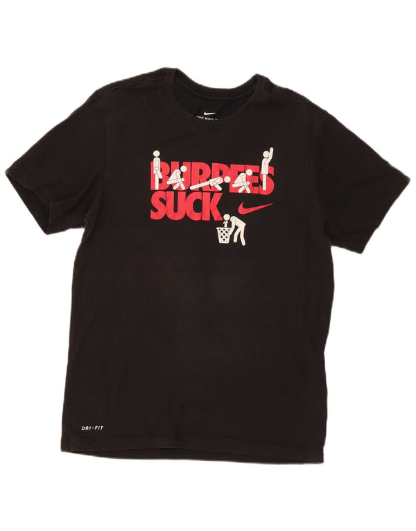 Nike Dri Fit Graphic Camiseta para hombre, talla pequeña, algodón negro