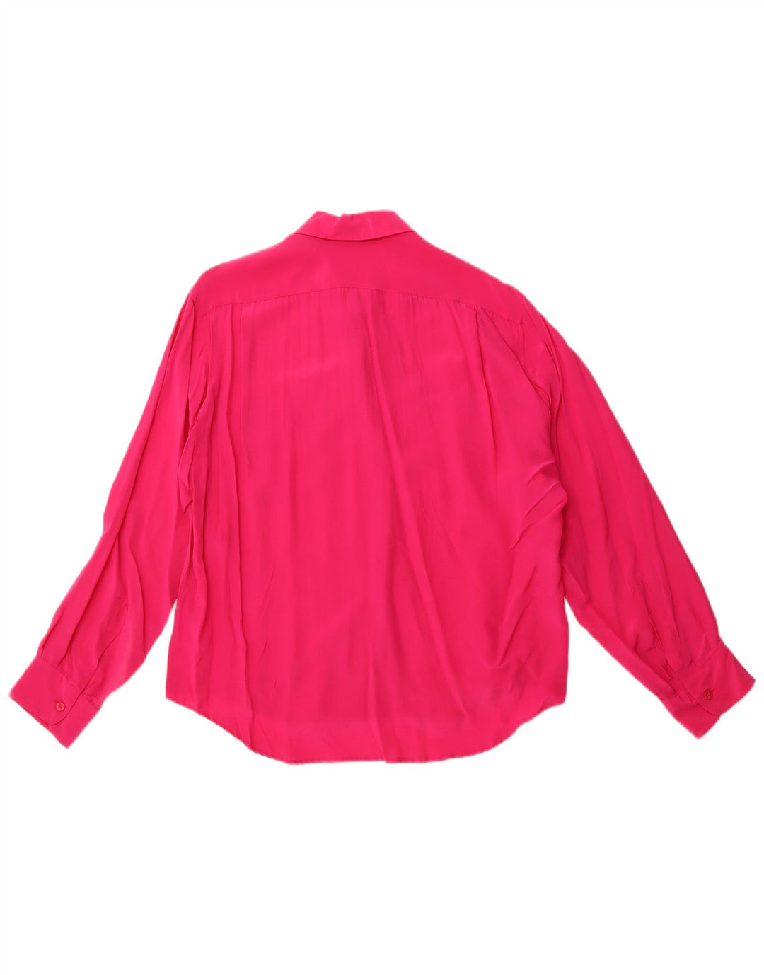 VINTAGE Blusa camisa mujer Reino Unido 14 Seda rosa mediana