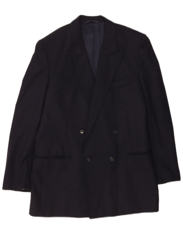 Vintage hombres doble pecho Blazer chaqueta IT 50 grande azul marino