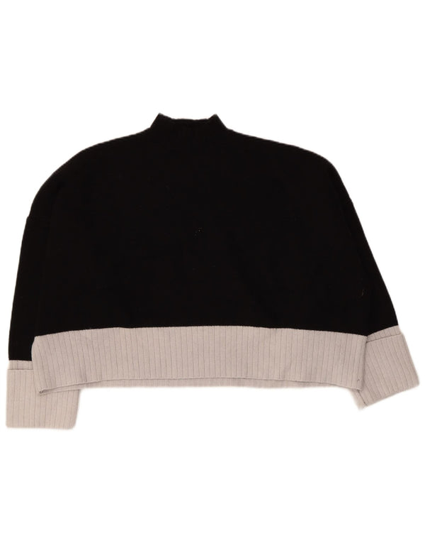 Zara Suéter Corto Con Cuello De Tortuga Para Mujer UK 20 2XL Negro Colorblock