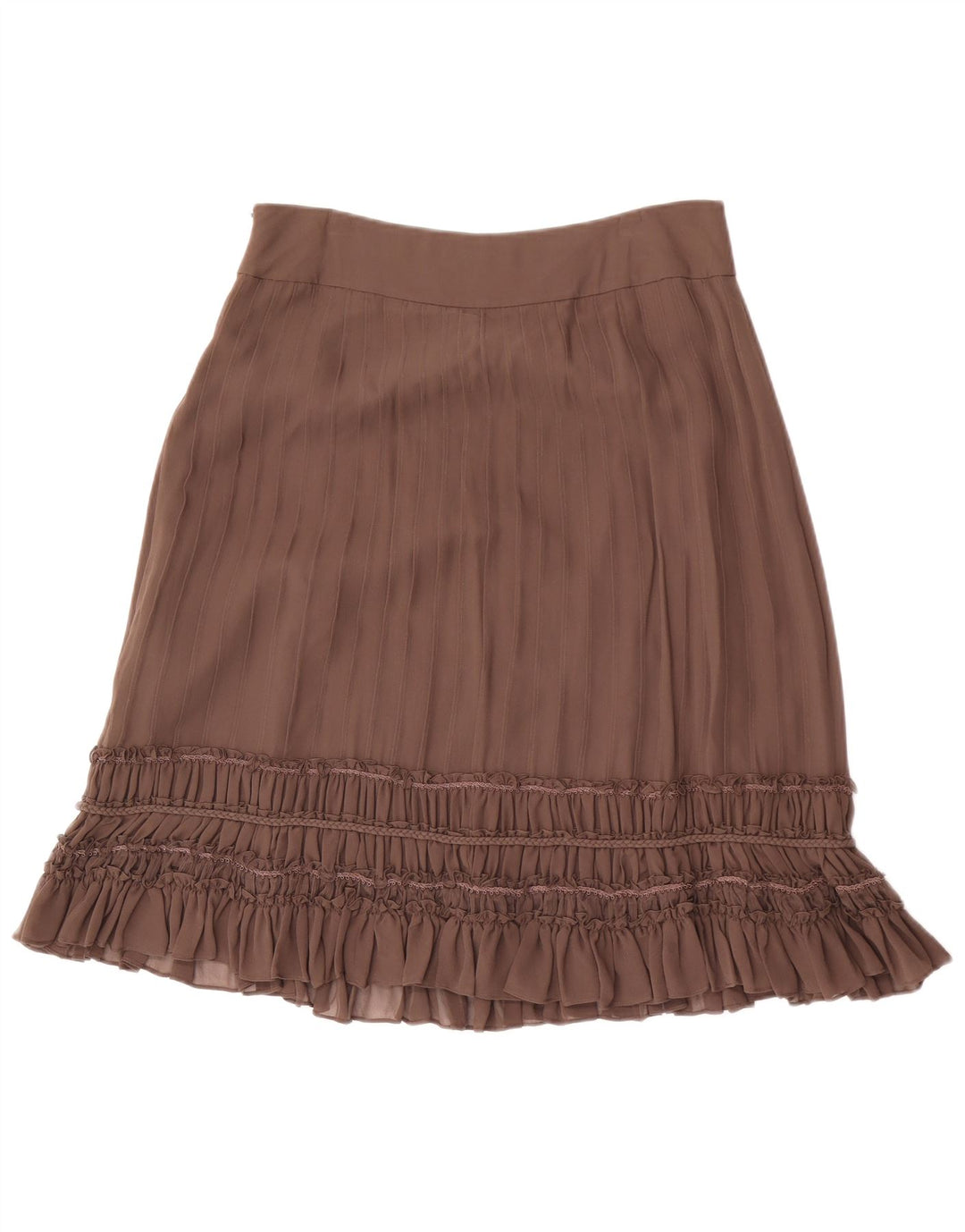 Fenn Wright Manson Falda con volantes para mujer UK 12 Medium W32 Seda marrón