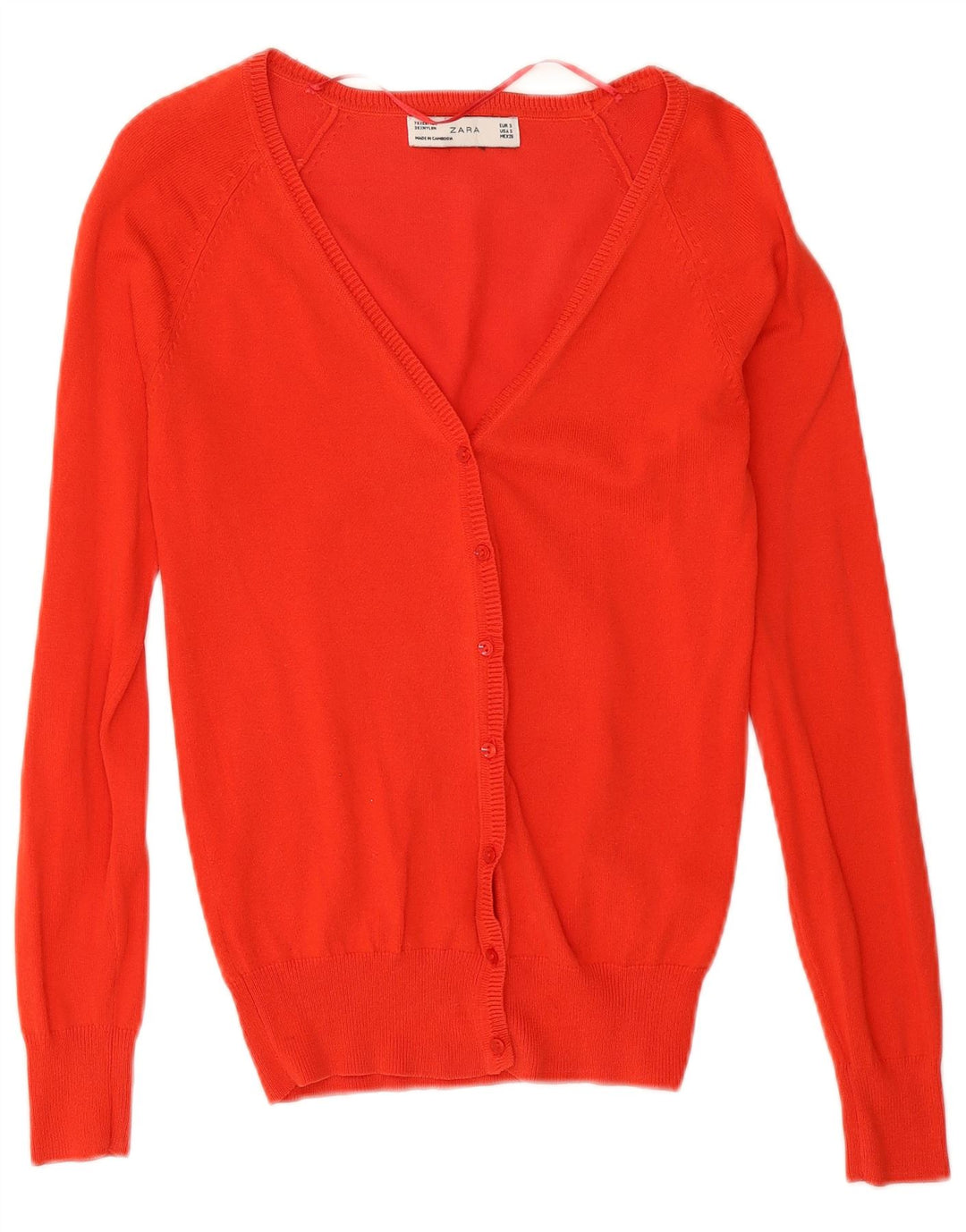 Zara Mujer Cárdigan Suéter UK 10 Small Rojo