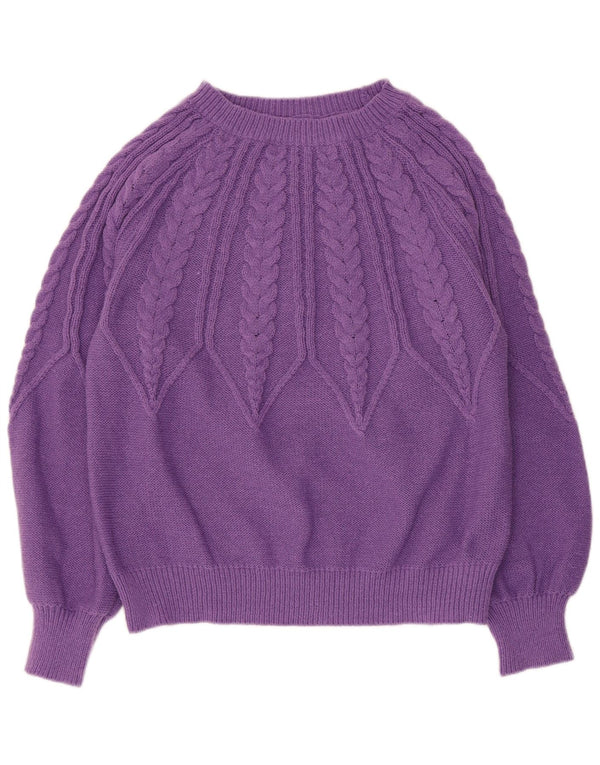 Vintage mujer barco cuello jersey suéter Reino Unido 16 poliéster púrpura grande