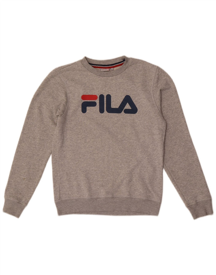 Fila Sudadera gráfica para hombre Jumper XS Algodón moteado gris