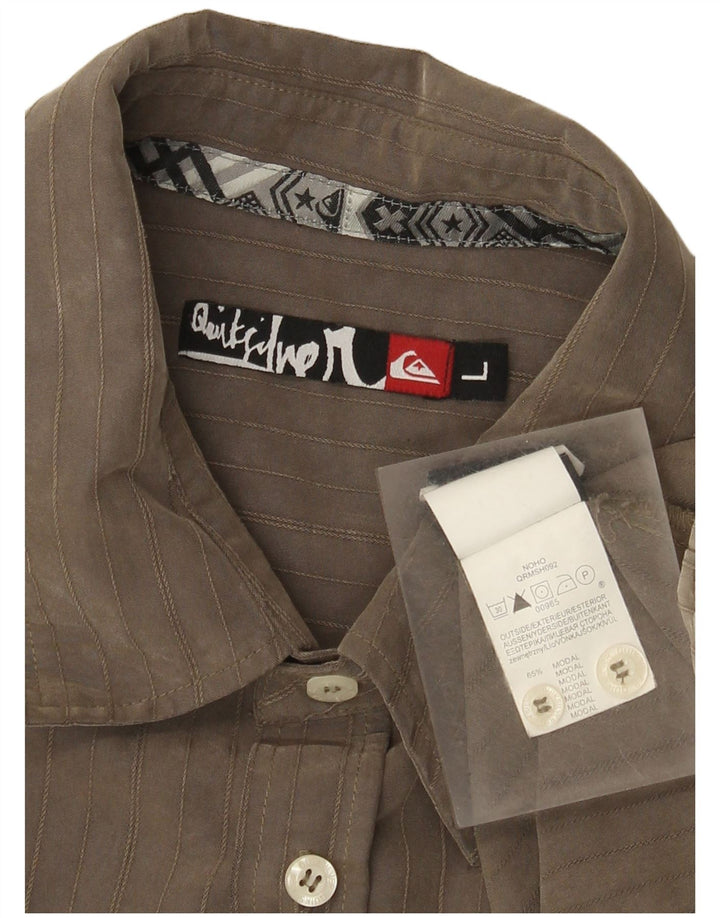 Camisa Quiksilver Hombre Large Khaki Pinstripe Modal
