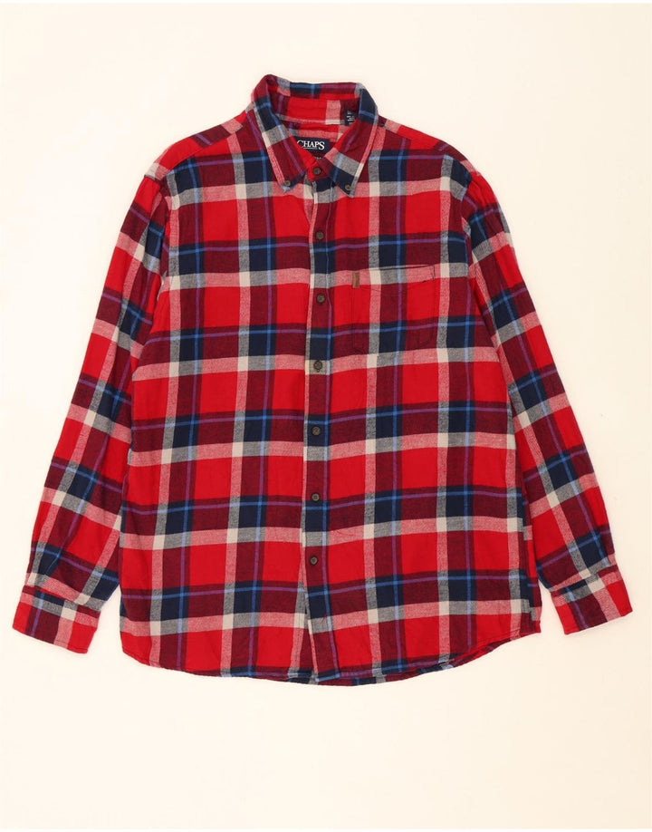 CHAPS Mens Flannel Shirt Large Red Check Cotton Vintage Chaps and Second-Hand Chaps from Messina Hembry 