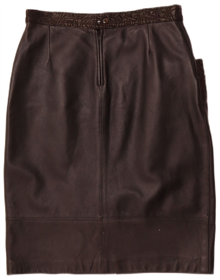 VINTAGE Falda de cuero para mujer W30 Cuero geométrico negro medio