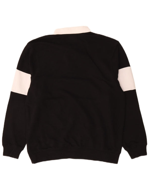 Ellesse Hombre Polo Neck Sudadera Jumper Medium Black Colorblock Cotton