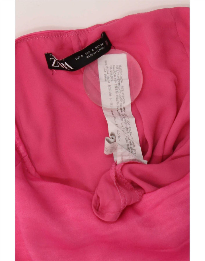 Falda Pantalón Zara Mujer Small W26 Viscosa Rosa