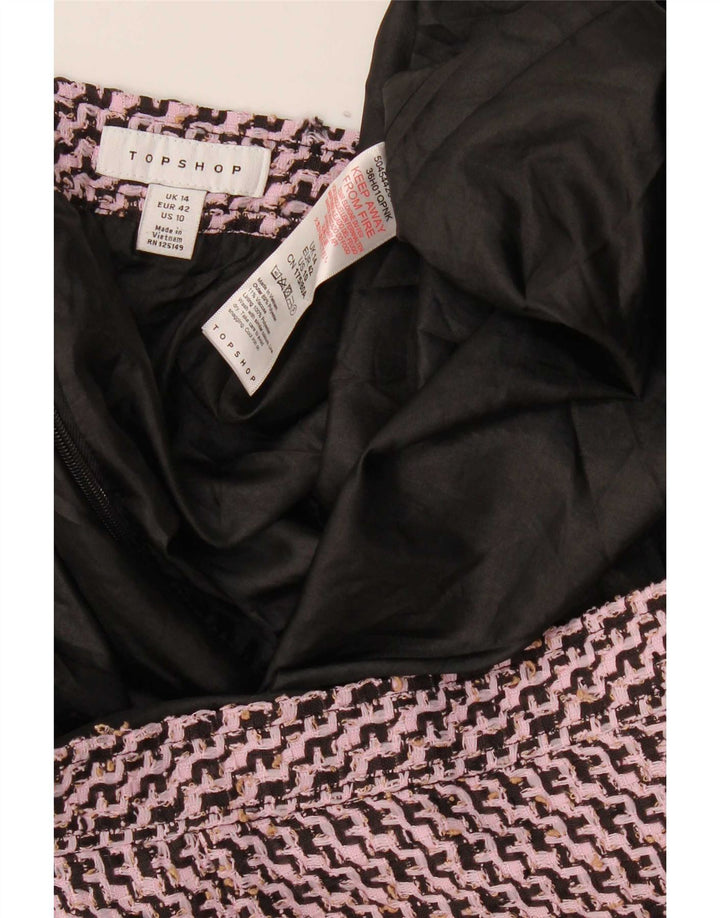 Topshop Minifalda para mujer UK 14 Large W32 Pink Chevron Poliéster