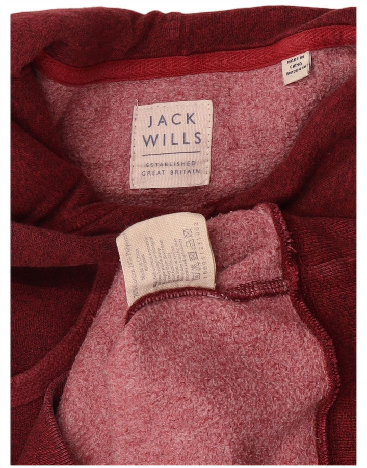 JACK WILLS Jersey con capucha gráfico para hombre pequeño de algodón moteado en color burdeos