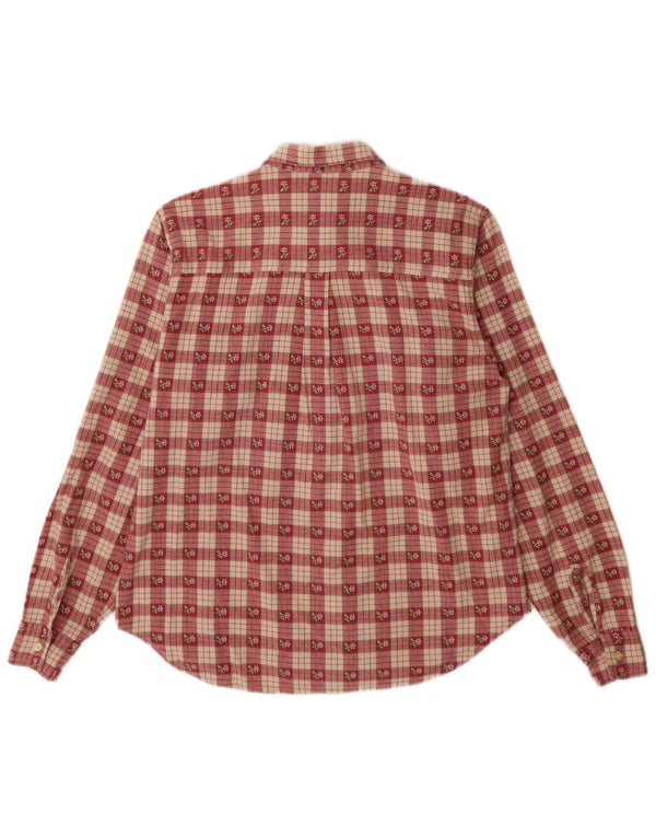 Vintage mujer franela camisa Reino Unido 18 XL rojo comprobar algodón