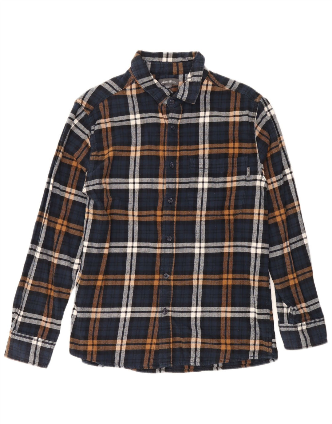 Eddie Bauer Camisa de franela para hombre Algodón a cuadros azul marino mediano
