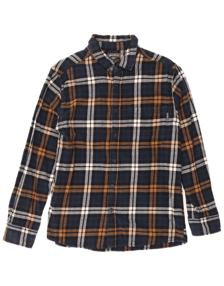 Eddie Bauer Camisa de franela para hombre Algodón a cuadros azul marino mediano
