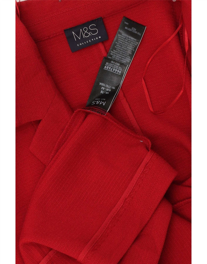 Marks & Spencer Chaqueta tipo blazer abierta para mujer UK 46 Grande Poliéster rojo