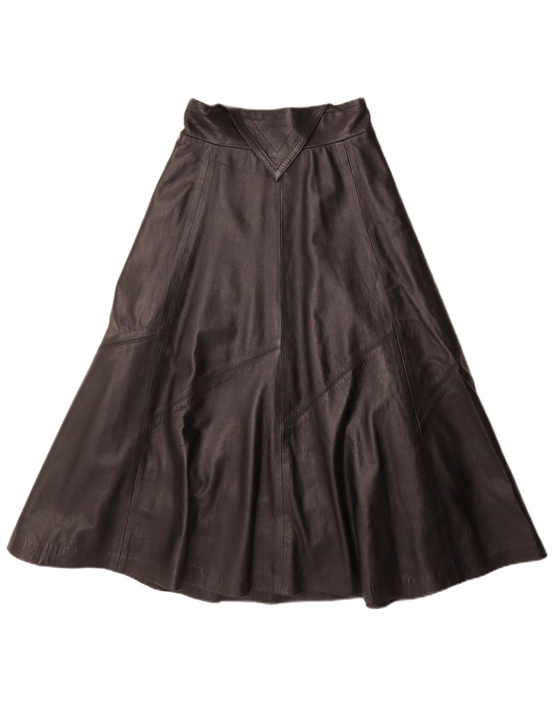 Falda acampanada de cuero vintage para mujer mediana W28 negro