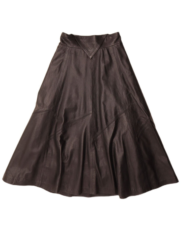 Falda acampanada de cuero vintage para mujer mediana W28 negro