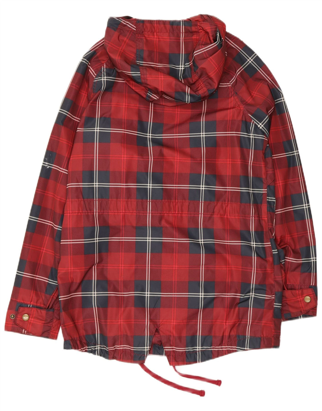 JACK WILLS Chaqueta impermeable con capucha de gran tamaño para mujer UK 6 XS Poliéster a cuadros rojos