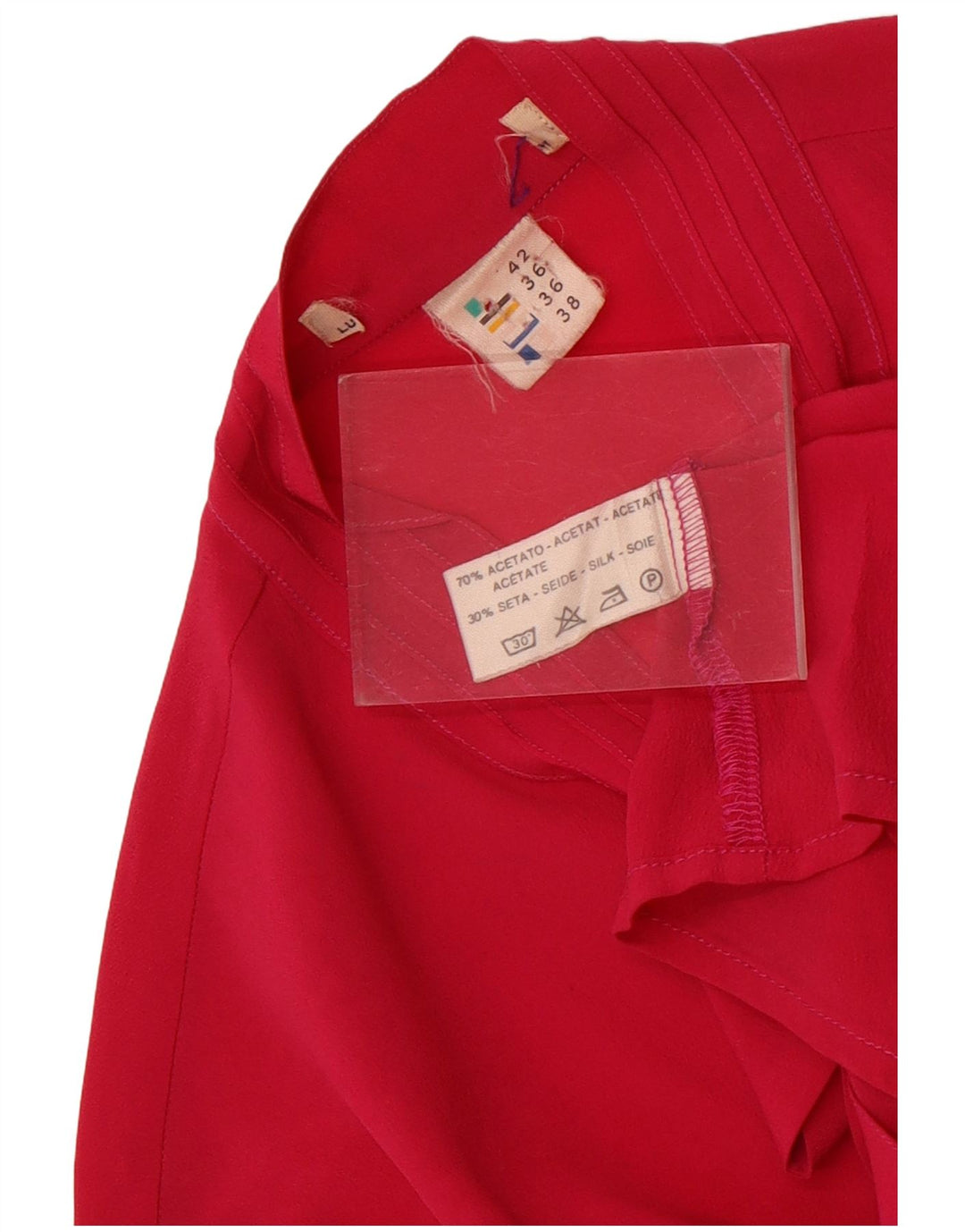 Vintage mujer frente corbata camisa blusa IT 42 Acetato rosa medio