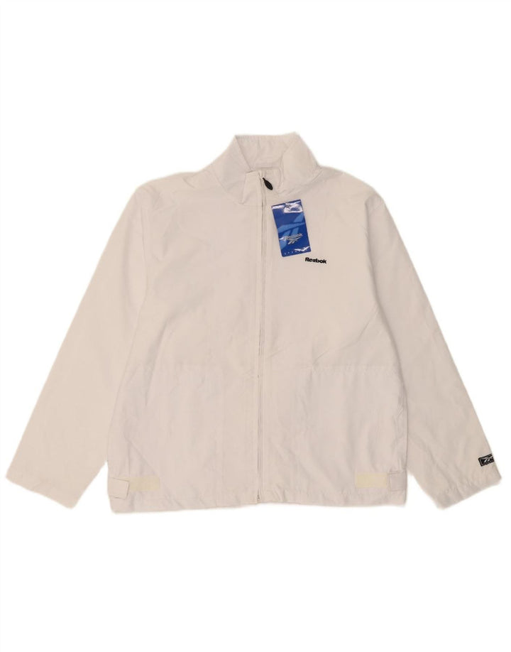 REEBOK Womens Tracksuit Top Jacket UK 12 Medium White Polyester
