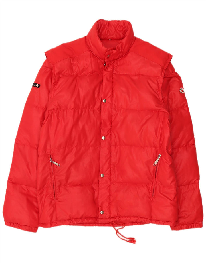 Chaqueta acolchada vintage para hombre Reino Unido 40 Poliamida roja grande