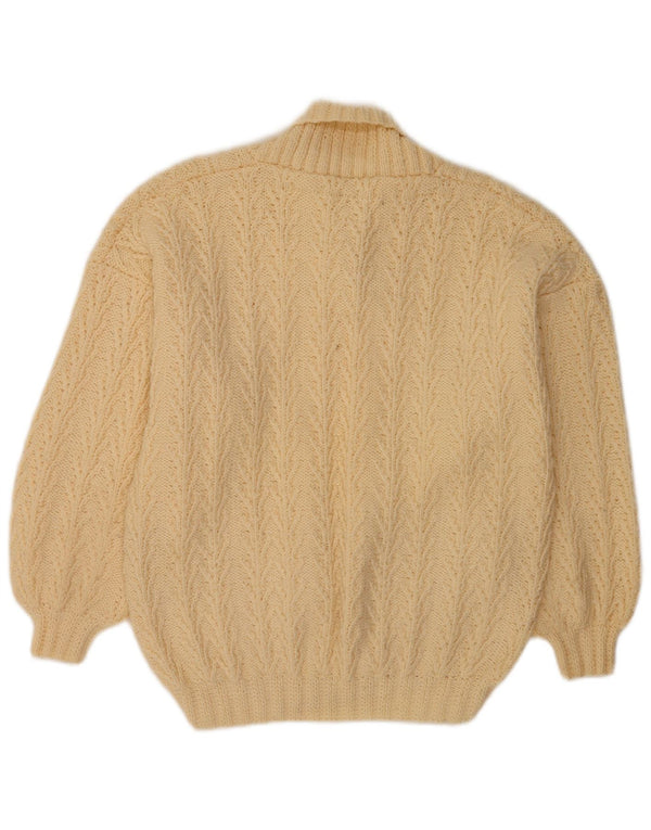 Vintage mujer chal cuello jersey suéter Reino Unido 14 grande de blanco