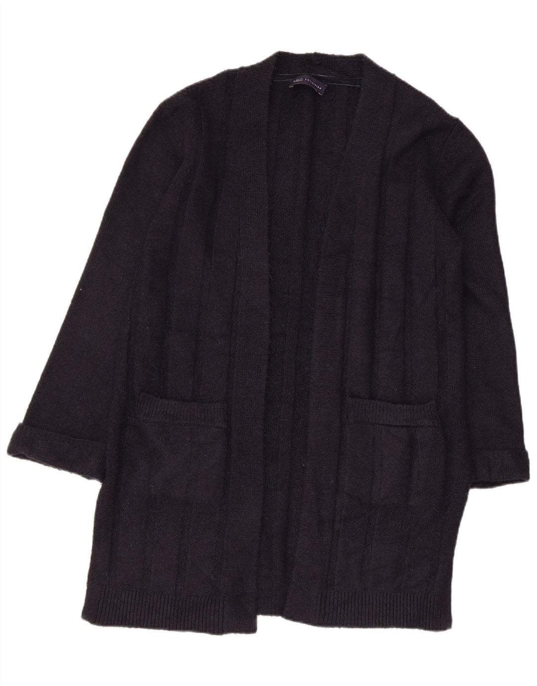 Marks & Spencer Suéter tipo cárdigan abierto largo para mujer UK 10 Small Azul marino