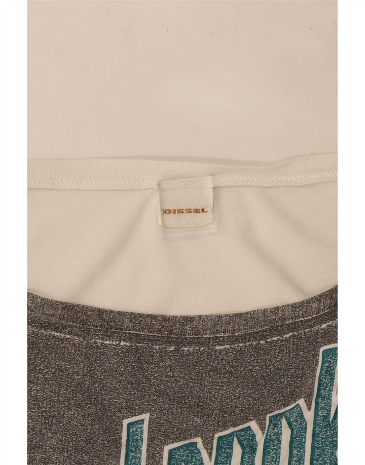 DIESEL Camiseta gráfica para mujer Top UK 10 Small White