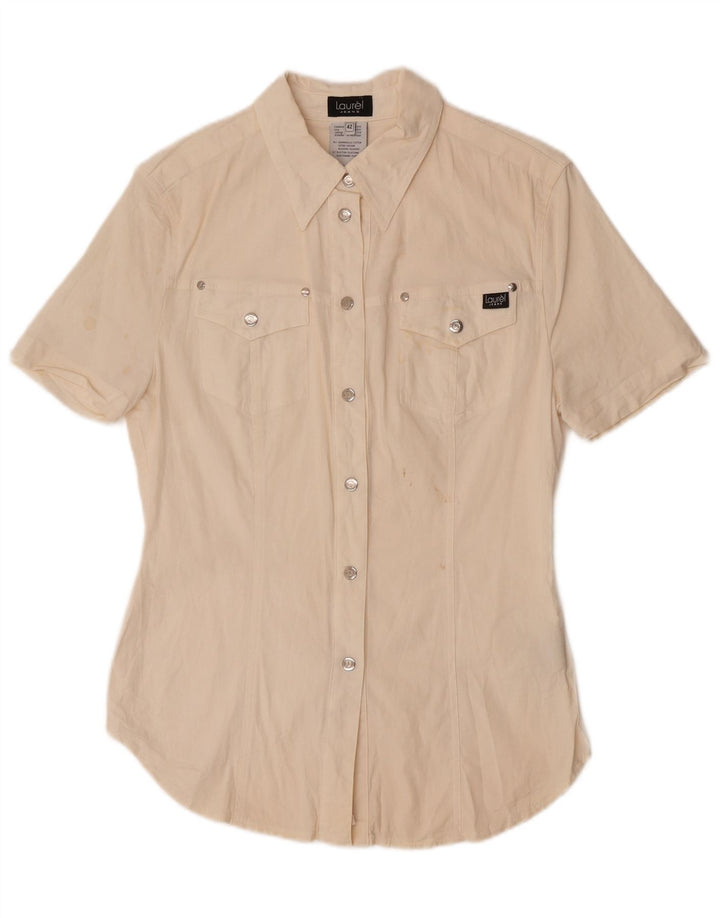 Camisa De Manga Corta Mujer Laurel IT 42 Medium Off White Algodón