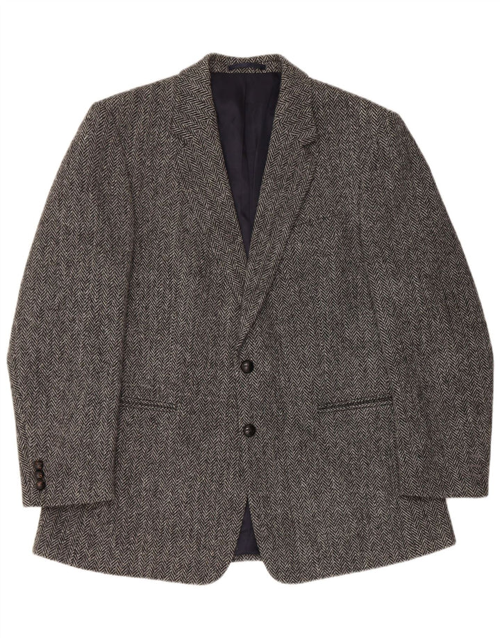 HARRIS TWEED Chaqueta tipo blazer regular para hombre Talla 42 Espiga gris grande