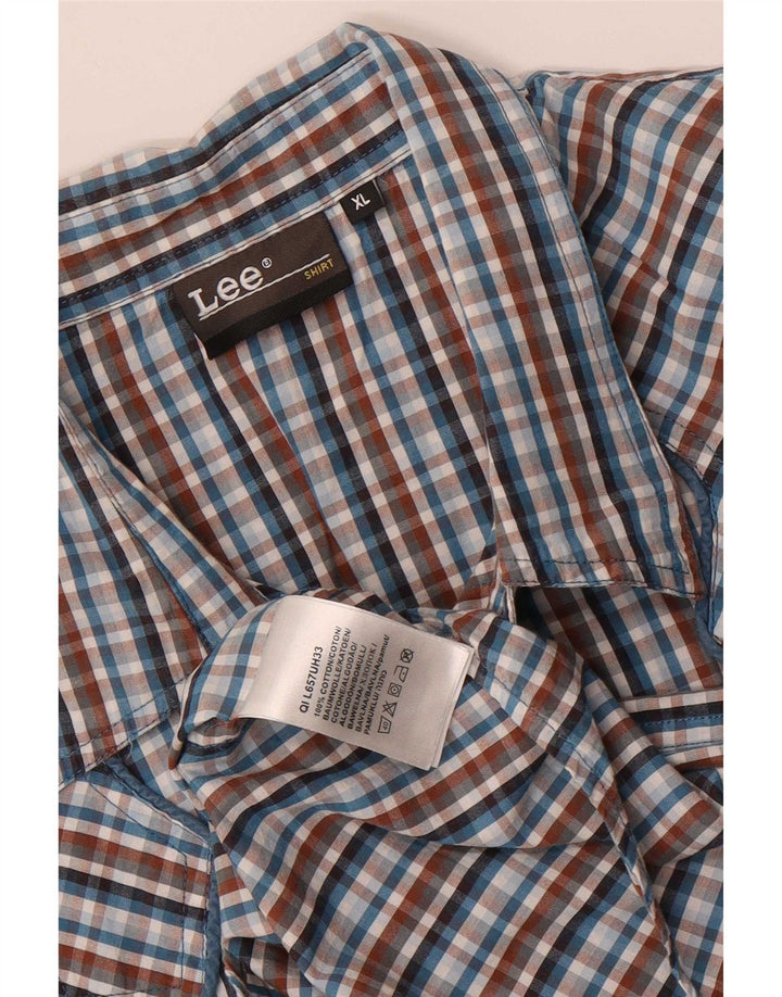 Camisa De Manga Corta Lee Hombre XL Algodón A Cuadros Multicolor