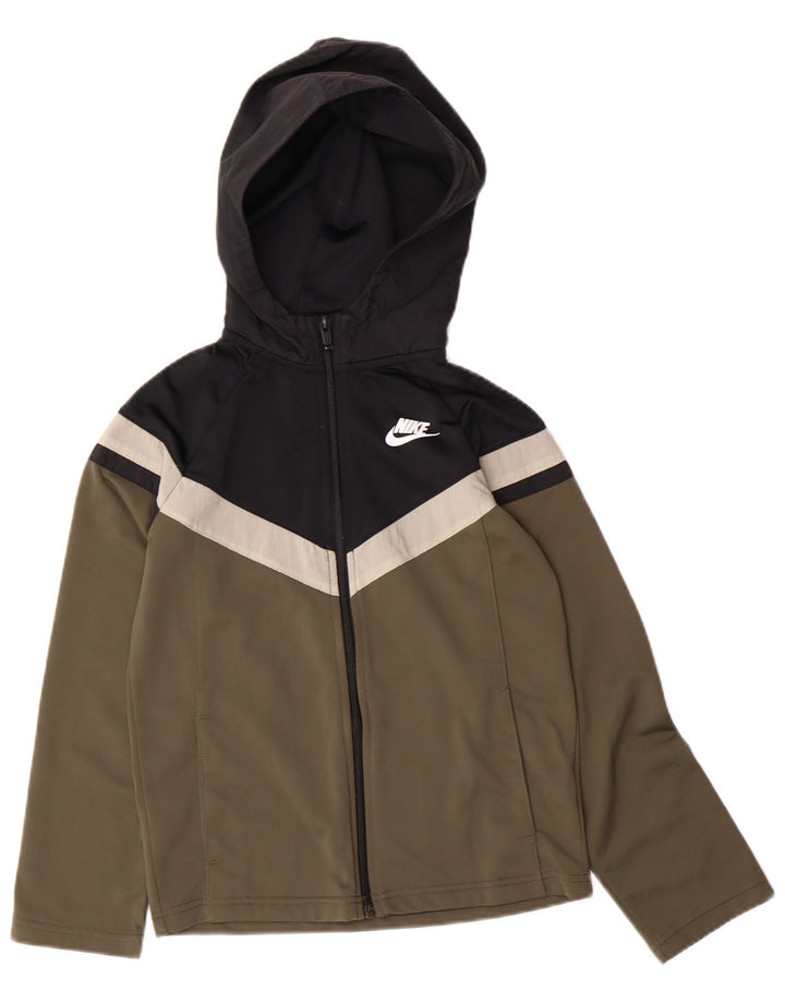 NIKE Sudadera con capucha y cremallera para niñas 10-11 años Mediano Caqui Colorblock