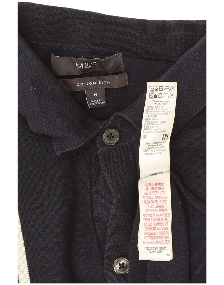 Marks & Spencer Suéter tipo cárdigan para hombre Algodón a rayas azul marino mediano