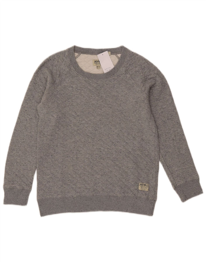 Jack Wills Sudadera extragrande para mujer, talla 8, algodón gris pequeño