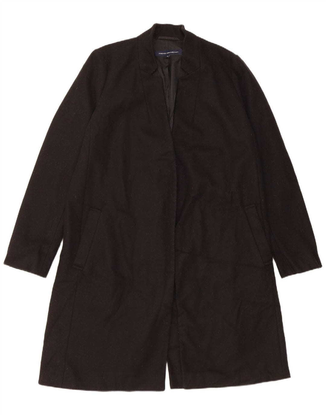 French Connection Abrigo extragrande para mujer UK 40 Lana negra mediana