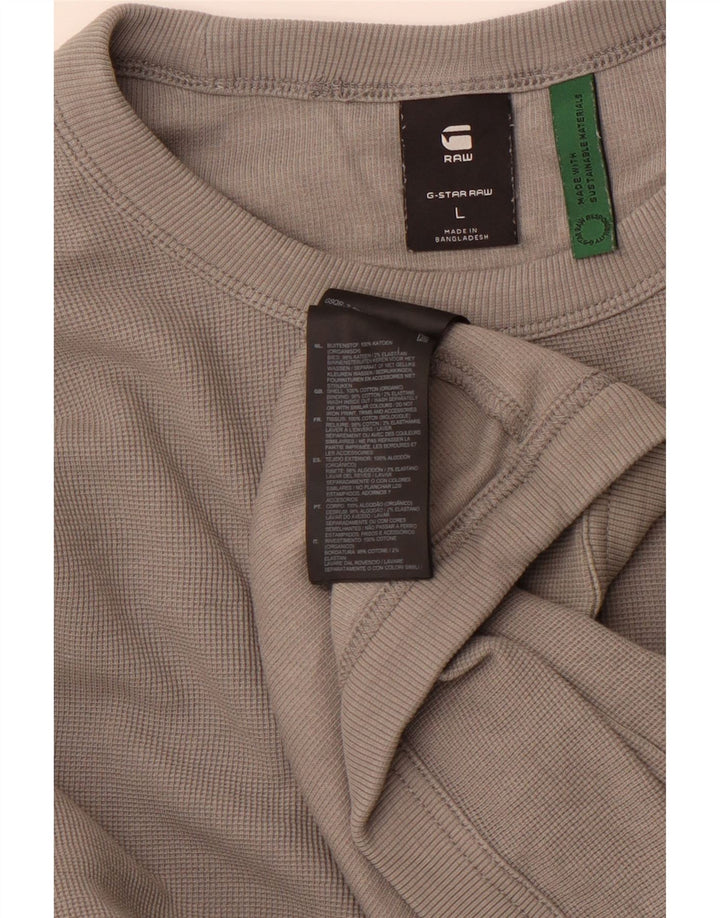 G-STAR Hombre Top Manga Larga Grande Gris Algodón