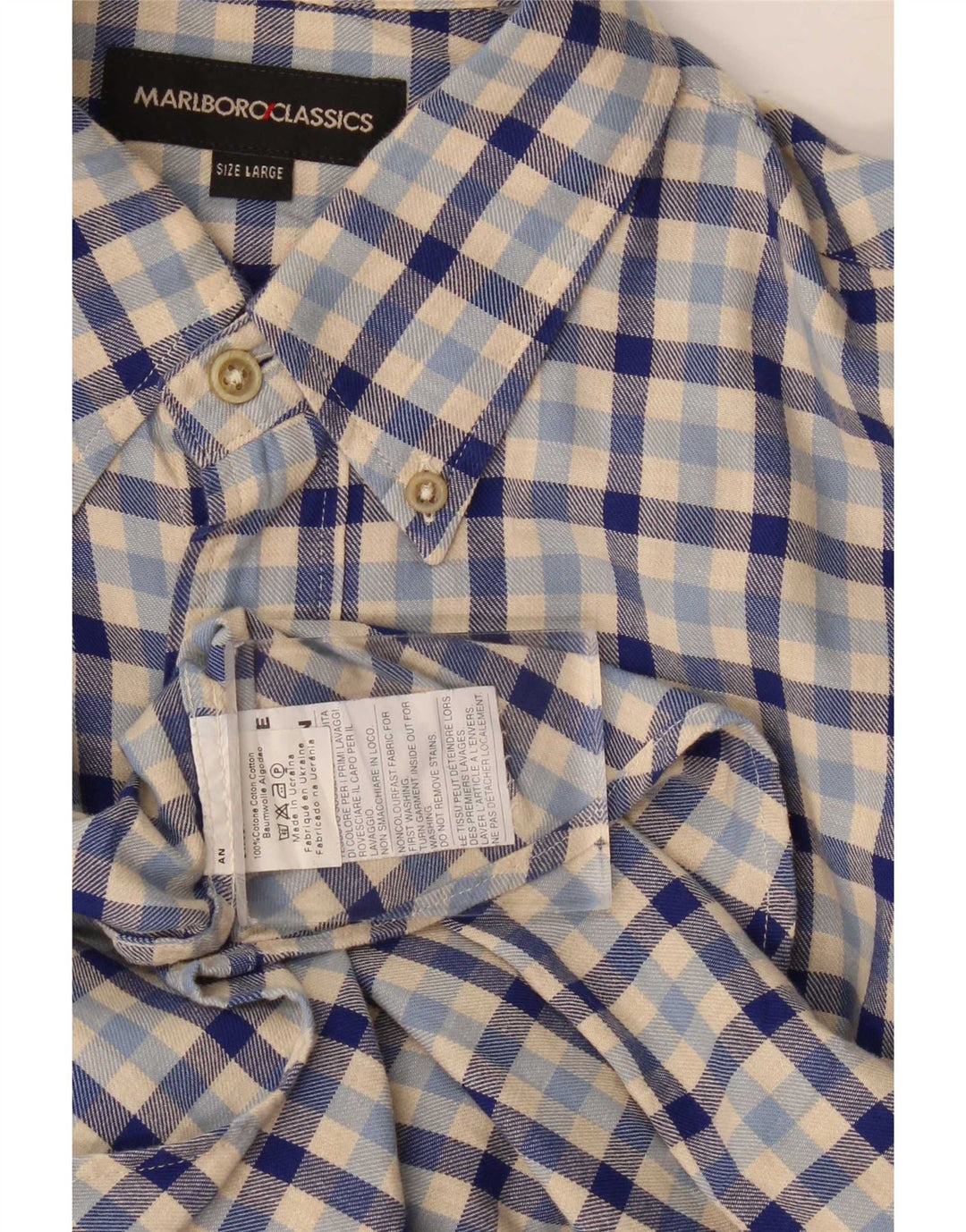 Marlboro Classics Camisa de franela para hombre Algodón a cuadros azul grande