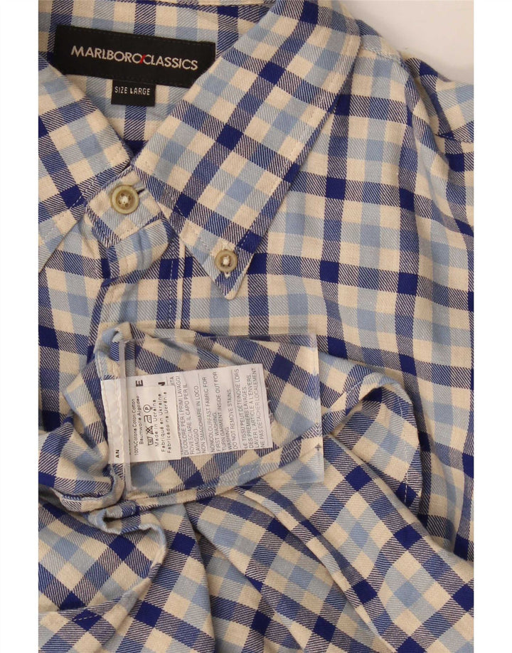 Marlboro Classics Camisa de franela para hombre Algodón a cuadros azul grande