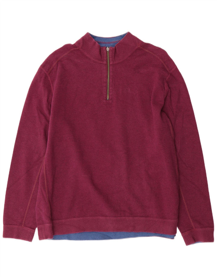 TOMMY BAHAMA Sudadera con cuello y cremallera para hombre Jersey 2XL Algodón morado