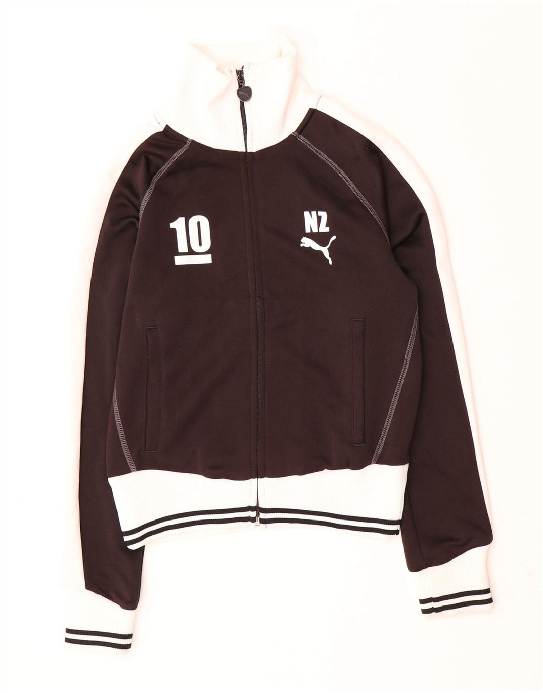 PUMA Chaqueta corta de chándal para mujer UK 10 Small Black Colourblock