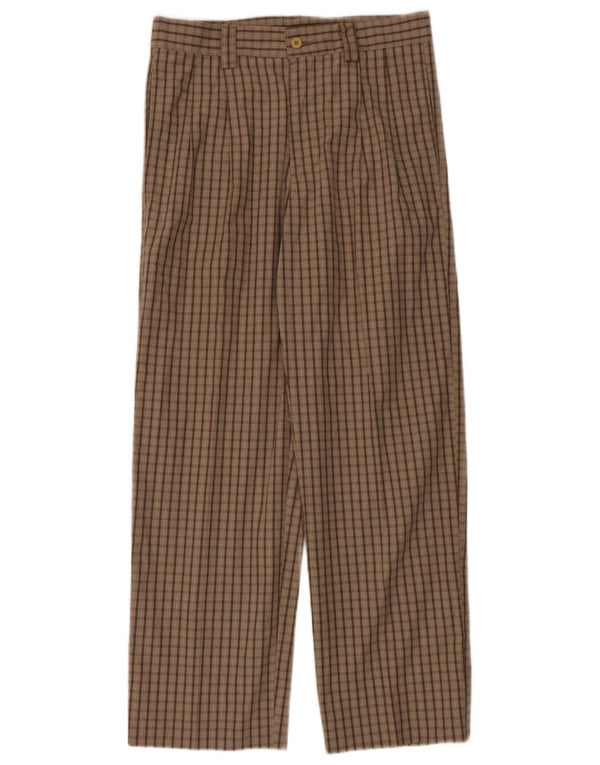 Carrera Mens Pegged Chino Pantalones IT 46 Pequeño W30 L28 Marrón Cuadros Algodón