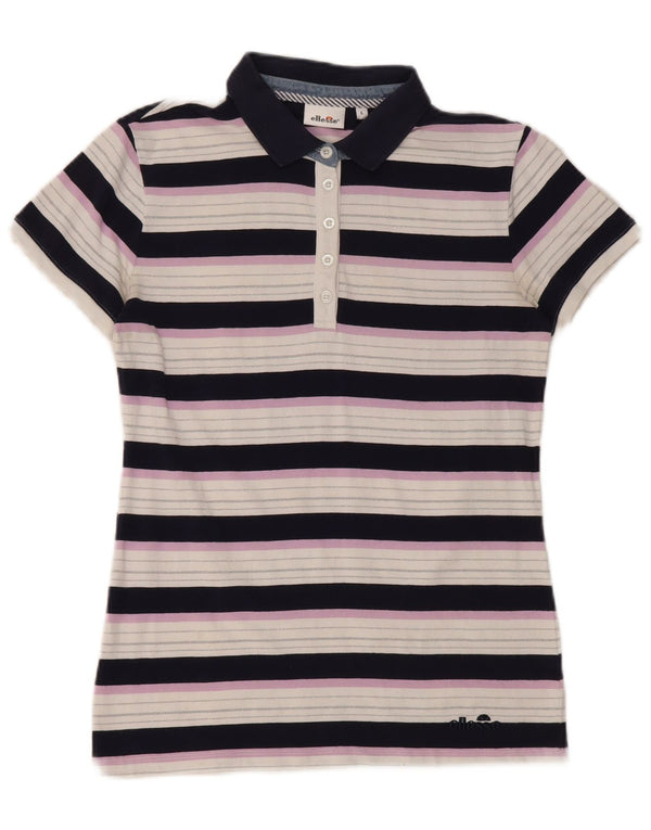 Ellesse Polo de manga corta para mujer UK 44 Large Multicolor Rayas