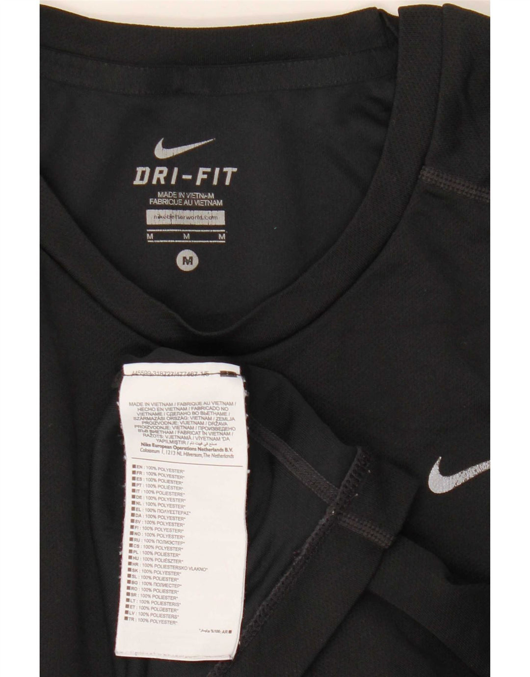 Camiseta Nike Dri Fit para hombre Top poliéster negro mediano