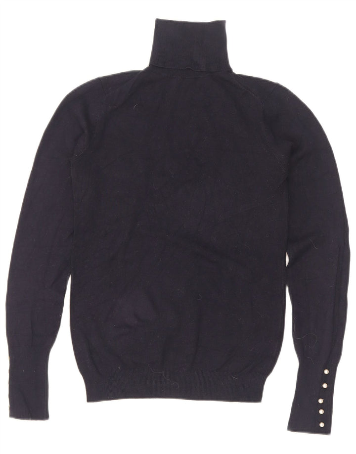 Zara Mujer Roll Neck Jumper Sweater UK 8 Small Azul Marino