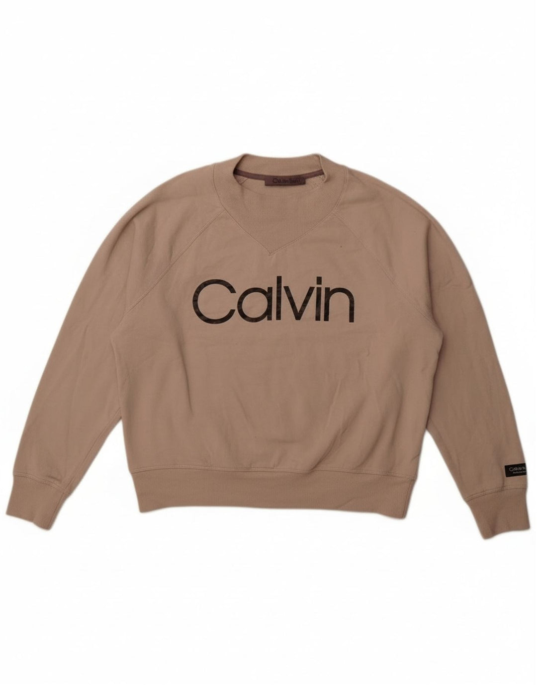 Calvin Klein - Sudadera gráfica para mujer, talla 40, talla grande, algodón beige